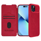 Nillkin Qin Pro Faux Leather Camera Lens Protector Case for Apple iPhone 15 - Red