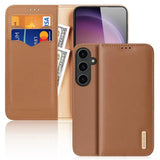 DUX DUCIS Real Leather Flip RFID Wallet Case for Samsung Galaxy S24+ (Plus) - Brown