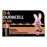 6 Pack Duracell Plus D Batteries 100 % Extra Life LR20 1.5V ALKALINE