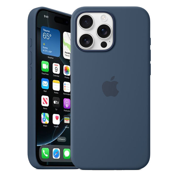 Official Apple Silicone Magsafe Rear Case Cover for iPhone 16 Pro Max -Denim