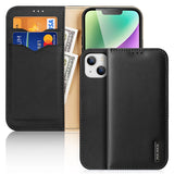DUX DUCIS Genuine Real Leather Flip RFID Wallet Case for Apple iPhone 15 - Black