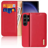 DUX DUCIS Real Leather Flip RFID Wallet Case for Samsung Galaxy S24 Ultra - Red