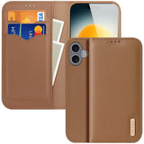DUX DUCIS Genuine Real Leather Flip RFID Wallet Case for Apple iPhone 17 - Brown