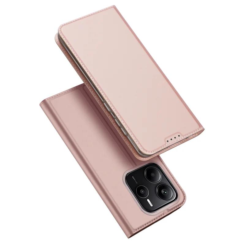 DUX DUCIS Skin Pro Faux Leather Wallet Flip Case for Xiaomi Redmi Note 14 5G - Rose Gold