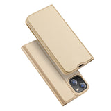 DUX DUCIS Skin Pro Faux Leather Wallet Flip Case for Apple iPhone 14 & 13 - Gold