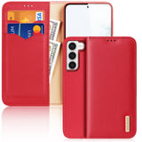 DUX DUCIS Real Leather Flip RFID Wallet Case for Samsung Galaxy S23+ (Plus) - Red