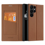 DUX DUCIS Skin X2 Tough Flip Wallet Stand Case for Samsung Galaxy S23 Ultra - Brown