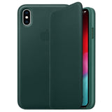 Official Apple Leather Folio Flip Case for iPhone XS Max - Forest Green