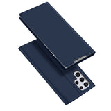 DUX DUCIS Skin Pro Faux Leather Wallet Flip Case for Samsung Galaxy S22 Ultra 5G - Blue