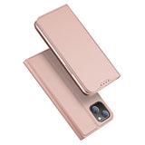 DUX DUCIS Skin Pro Faux Leather Wallet Flip Case for Apple iPhone 15 Plus - Rose Gold