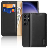 DUX DUCIS Real Leather Flip RFID Wallet Case for Samsung Galaxy S24 Ultra - Black