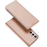 DUX DUCIS Skin Pro Faux Leather Wallet Flip Case for Samsung Galaxy S25 FE - Rose Gold