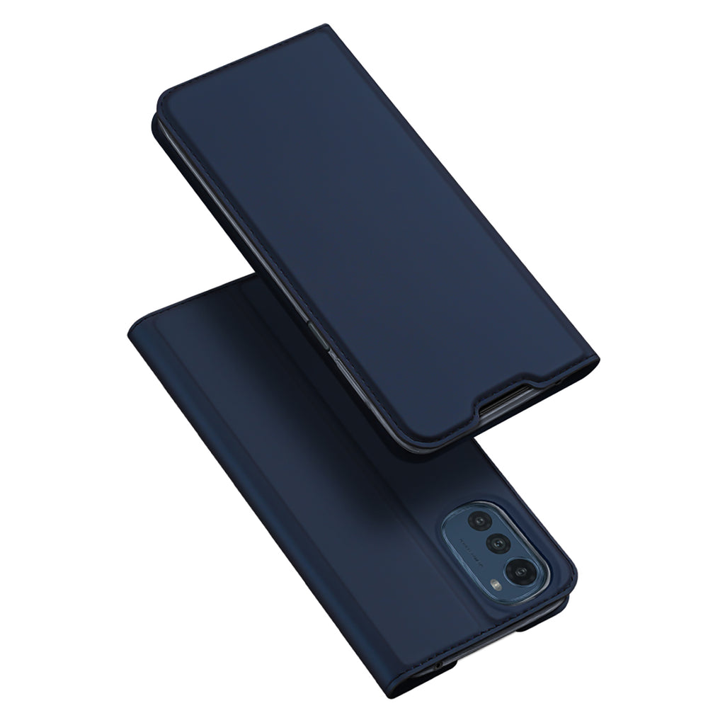 DUX DUCIS Skin Pro Faux Leather Wallet Flip Case for Motorola Moto E32 / E32s - Blue