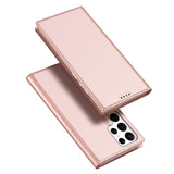 DUX DUCIS Skin Pro Faux Leather Wallet Flip Case for Samsung Galaxy S23 Ultra - Rose Gold