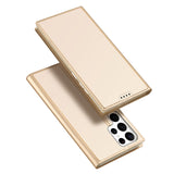DUX DUCIS Skin Pro Faux Leather Wallet Flip Case for Samsung Galaxy S23 Ultra - Gold