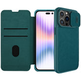 Nillkin Qin Pro Vegan Leather Lens Protector Case for iPhone 14 Pro - Exuberant Green