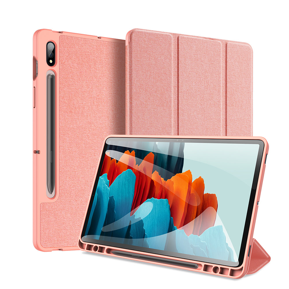 DUX DUCIS Premium Smart Case Cover w Pencil Holder for Samsung Galaxy Tab S7, Pink
