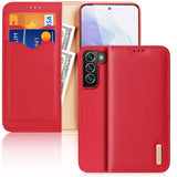 DUX DUCIS Genuine Real Leather Flip RFID Wallet Case for Samsung Galaxy S22+ Plus 5G - Red