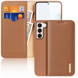 DUX DUCIS Real Leather Flip RFID Wallet Case for Samsung Galaxy S23+ (Plus) - Brown