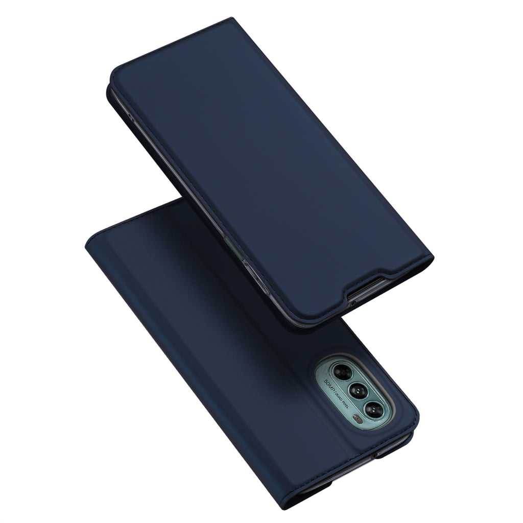 DUX DUCIS Skin Pro Faux Leather Wallet Flip Case for Motorola Moto G62 5G - Blue