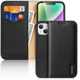 DUX DUCIS Genuine Real Leather Flip RFID Wallet Case for Apple iPhone 14 - Black
