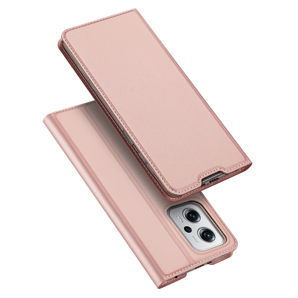 DUX DUCIS Skin Pro Faux Leather Wallet Flip Case for Xiaomi Poco X4 GT - Rose Gold
