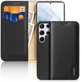 DUX DUCIS Genuine Real Leather Flip RFID Wallet Case for Samsung Galaxy S22 Ultra 5G - Black