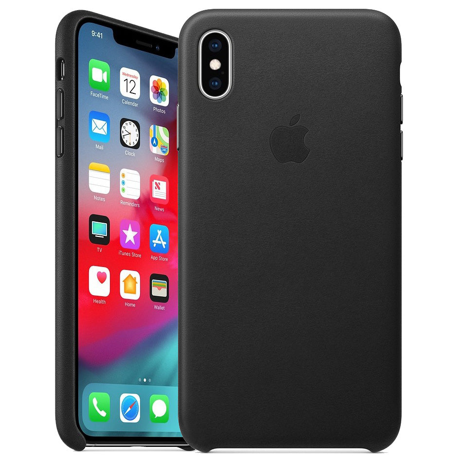 Official Apple Genuine Leather Rear Case Cover for iPhone XS Max - Black